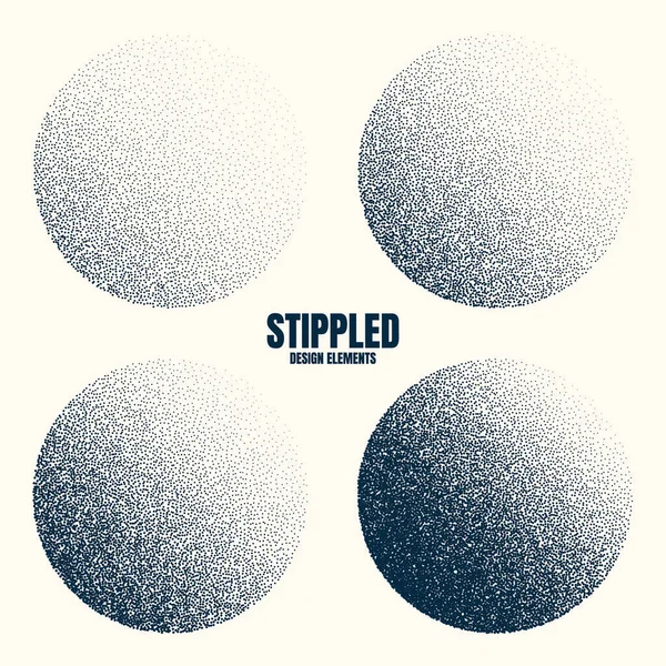 Shaped Dotted Objects Vintage Stipple Elements Fading Gradient Stippling Dotwork — Vector de stock