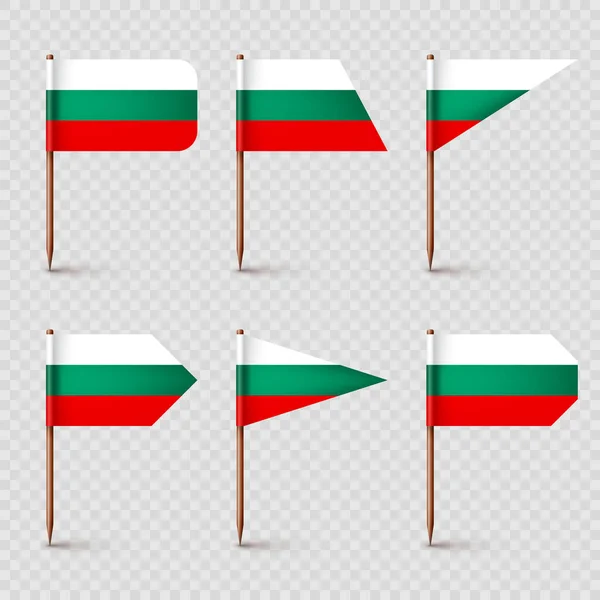 Bulgarische Zahnstocher Flaggen Souvenir Aus Bulgarien Holzzahnstocher Mit Papierfahne Ortsmarke — Stockvektor