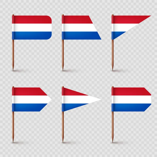Realistas Várias Bandeiras Palito Dentes Holandeses Lembrança Holanda Palitos Madeira — Vetor de Stock