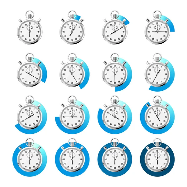 Ρεαλιστικό Κλασικό Χρονόμετρο Λαμπερό Μεταλλικό Χρονόμετρο Χρονόμετρο Καντράν Μπλε Χρονόμετρο — Διανυσματικό Αρχείο