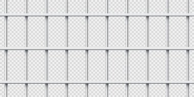 Gerçekçi parlak metal hapishane parmaklıkları. Detaylı hapishane kafesi, demir parmaklıklar. Sabıka kaydı. Vektör illüstrasyonu.