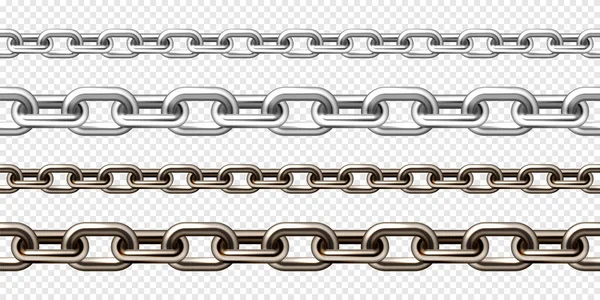 Realistic Silver Brown Metal Chain Old Rusty Links Heavy Steel — Stock Vector