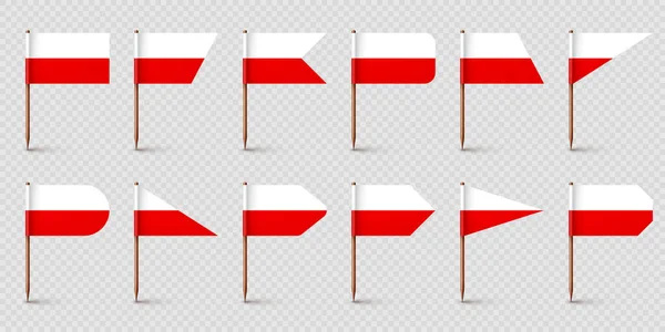 Polskie Flagi Wykałaczek Pamiątka Polski Drewniane Wykałaczki Papierową Flagą Znak — Wektor stockowy