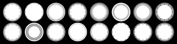 机械钟面 Bezel 有分分秒秒标记的圆形表盘 计时器或秒表元件 用隔板测量圆形刻度 矢量说明 — 图库矢量图片