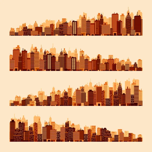 Des Silhouettes Ville Paysage Urbain Horizon Urbain Panorama Horizontal Midtown — Image vectorielle