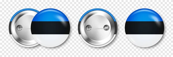 Realistický Odznak Tištěnou Estonskou Vlajkou Suvenýr Estonska Lesklý Odznak Lesklou — Stockový vektor