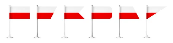 Polské Stolní Vlajky Chromované Ocelové Tyči Suvenýr Polska Stolní Vlajka — Stockový vektor