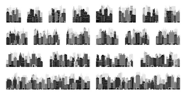 Stadtsilhouetten Stadtbild Stadtsilhouette Horizontalpanorama Midtown Innenstadt Mit Verschiedenen Gebäuden Häusern — Stockvektor