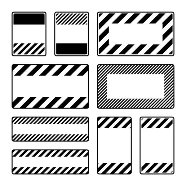 Various Blank Black Warning Signs Diagonal Lines Attention Danger Caution — стоковый вектор