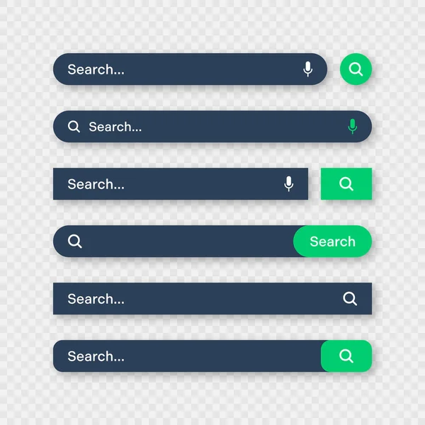 Various Search Bar Templates Dark Mode Internet Browser Engine Search — Stock Vector