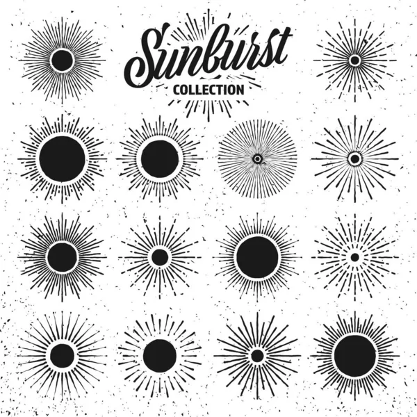 Klasik Grunge Güneş Patlaması Günbatımı Işınları Çizimi Güneş Patlaması Işık — Stok Vektör