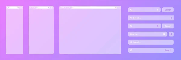 Leere Transparente Internet Browser Fenster Mit Verschiedenen Suchleiste Vorlagen Website — Stockvektor