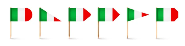Realistas Varias Banderas Palillos Dientes Italianos Recuerdo Italia Palillos Madera — Vector de stock