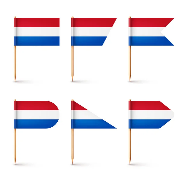 Рефлексируют Различные Голландские Флаги Сувенир Нидерландов Деревянные Зубочистки Бумажным Флагом — стоковый вектор