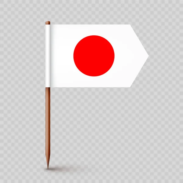 Bandeira Palito Dentes Japonesa Realista Lembrança Japão Palito Madeira Com — Vetor de Stock