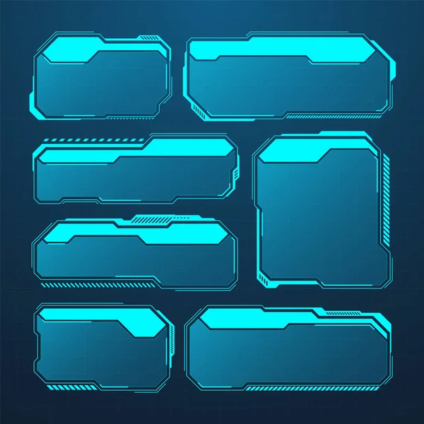 Blue Futuristic Hud Elements Sci User Interface Text Boxes Callouts — Vector de stock
