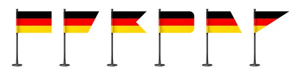 Реалистичные Немецкие Настольные Флаги Черном Стальном Столбе Сувенир Германии Настольный — стоковый вектор