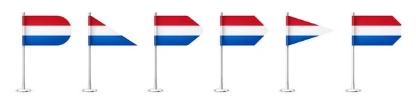 Realista Várias Bandeiras Mesa Holandesas Pólo Aço Cromado Lembrança Holanda — Vetor de Stock