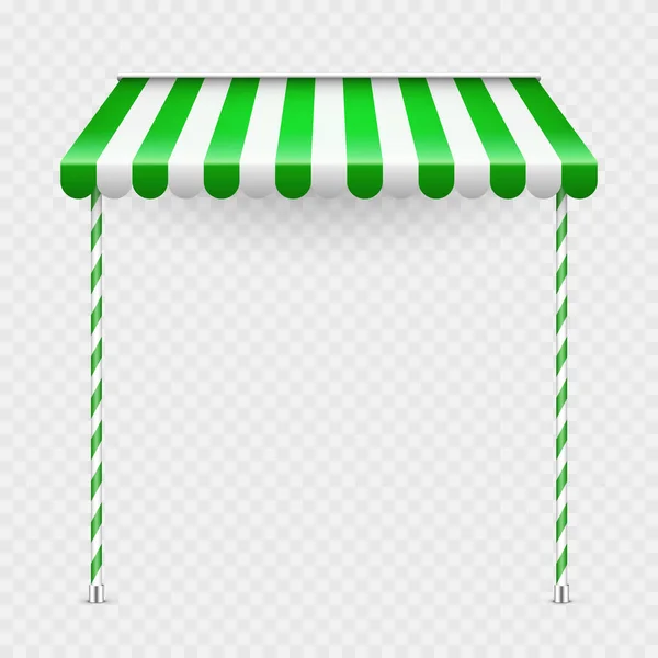 Зеленая Лавка Подставками Реалистичная Полосатая Кофейня Наружный Тент Крыша Навеса — стоковый вектор