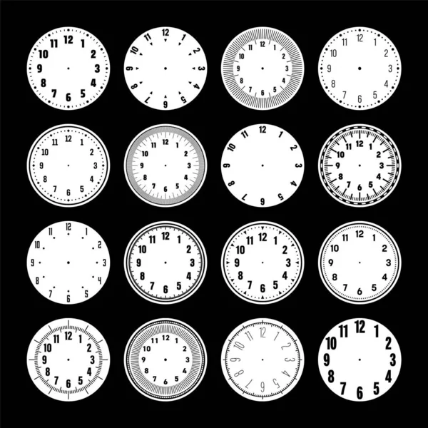 Relógio Mecânico Enfrenta Mostrador Relógio Com Numerais Moldura Temporizador Elemento —  Vetores de Stock