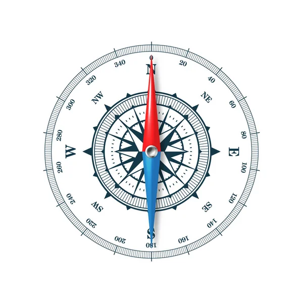 Marine Compass Nautical Wind Rose Cardinal Directions North East South — Stock Vector