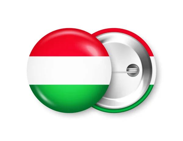 Badge Réaliste Avec Drapeau Hongrois Imprimé Souvenir Hongrie Insigne Broche — Image vectorielle