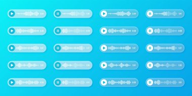 Ses, sesli mesaj, saydam konuşma baloncukları. SMS metin çerçevesi. Sosyal medya sohbeti ya da mesajlaşma uygulaması sohbeti. Ses asistanı, kayıt cihazı. Ses dalgaları. Vektör illüstrasyonu.