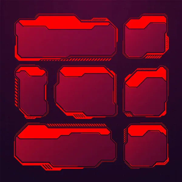 Red Futuristic Hud Elements Sci User Interface Text Boxes Callouts — Stock Vector