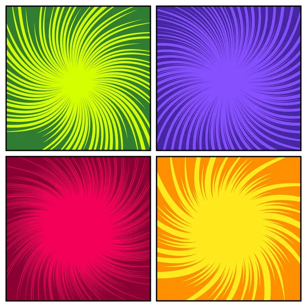 Torsadée Colorée Rayons Radiaux Lignes Fond Avec Mouvement Lignes Vitesse — Image vectorielle