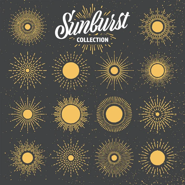 Klasik Grunge Güneş Patlaması Günbatımı Işınları Çizimi Güneş Patlaması Işık — Stok Vektör