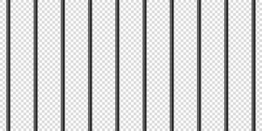 Siyah gerçekçi metal hapishane parmaklıkları. Detaylı hapishane kafesi, demir parmaklıklar. Sabıka kaydı. Vektör illüstrasyonu.