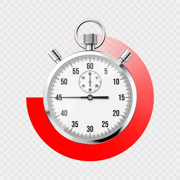 Ρεαλιστικό Κλασικό Χρονόμετρο Λαμπερό Μεταλλικό Χρονόμετρο Χρονόμετρο Καντράν Κόκκινο Χρονόμετρο — Διανυσματικό Αρχείο