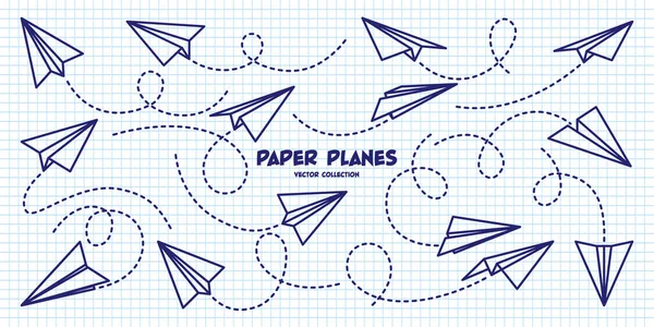 Planos Dibujados Mano Hoja Papel Cuadros Cuaderno Escolar Para Dibujar — Vector de stock