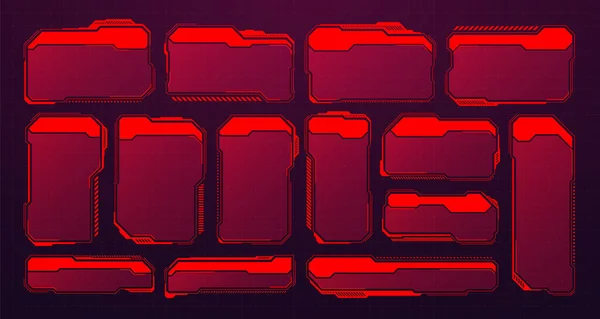 Κόκκινο Φουτουριστικό Hud Στοιχεία Sci Κιβώτια Κειμένου Διεπαφή Χρήστη Callouts — Διανυσματικό Αρχείο