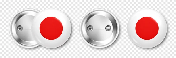 Realistic Button Badge Printed Japanese Flag Souvenir Japan Glossy Pin — Stock Vector