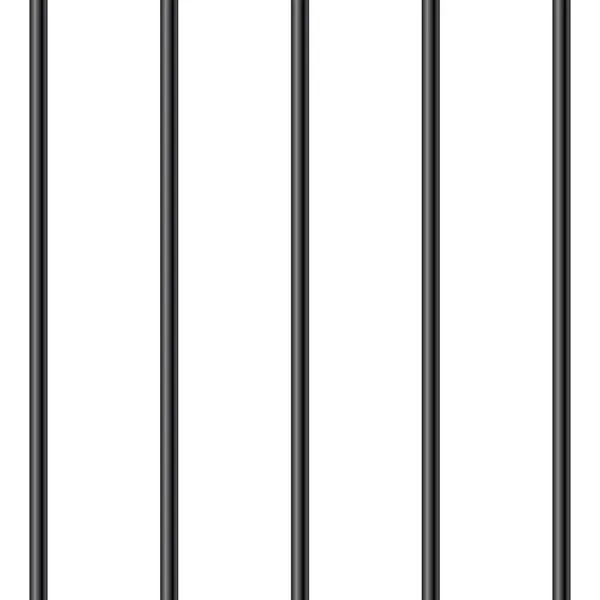 Černé Realistické Kovové Vězeňské Mříže Izolované Bílém Pozadí Podrobná Vězeňská — Stockový vektor