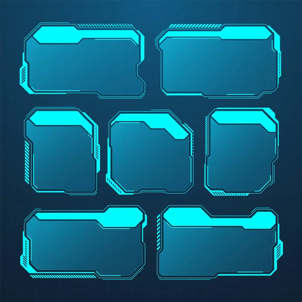 Blue Futuristic Hud Elements Sci User Interface Text Boxes Callouts — Stock Vector