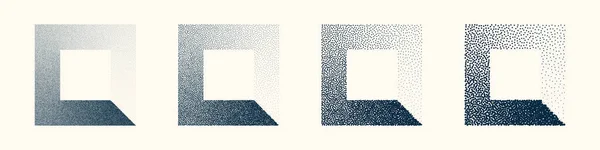 Τετράγωνα Διάστικτα Αντικείμενα Στοιχεία Vintage Stipple Συρραφή Dotwork Σχέδιο Σκίαση — Διανυσματικό Αρχείο