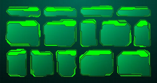 Green Futuristic Hud Elements Sci User Interface Text Boxes Callouts — Vector de stock