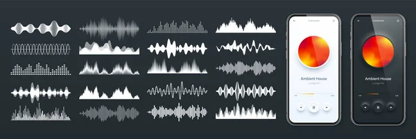 Interfaz Usuario Del Reproductor Audio Línea Diseño Interfaz Usuario Aplicación — Archivo Imágenes Vectoriales
