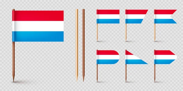 Luxemburgische Zahnstocher Flaggen Souvenir Aus Luxemburg Holzzahnstocher Mit Papierfahne Ortsmarke — Stockvektor