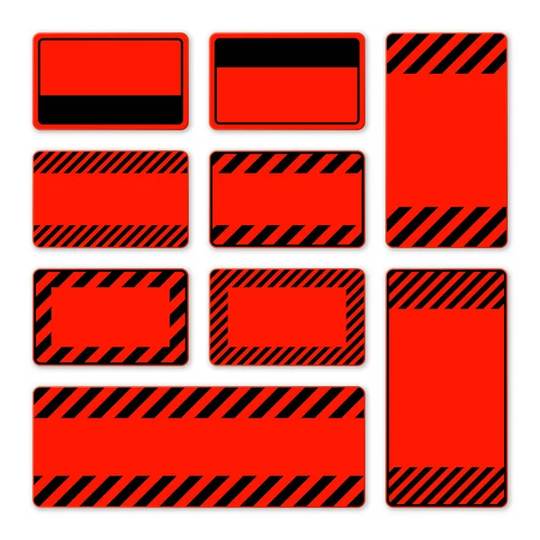 Various Blank Red Warning Signs Diagonal Lines Attention Danger Caution — Stock Vector