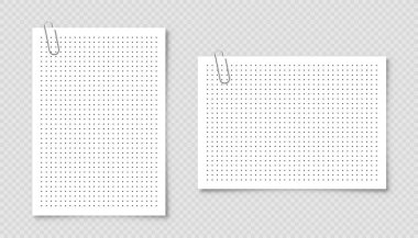 Noktalı grafik kağıdıyla ızgara. Polka nokta deseni, kaligrafi çizimi veya yazımı için geometrik doku. Boş bir not kağıdı, okul defteri. Vektör illüstrasyonu.