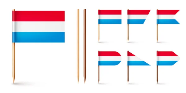 Bandeiras Palito Dentes Luxemburguesas Lembrança Luxemburgo Palitos Madeira Com Bandeira — Vetor de Stock