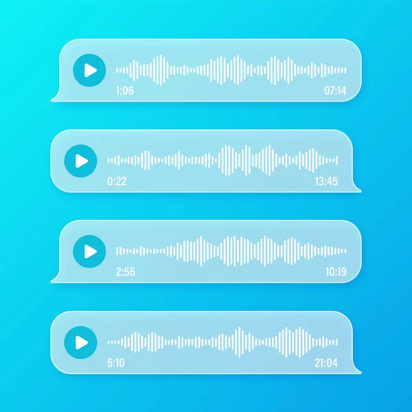 Голос Аудиосообщение Прозрачные Речевые Пузыри Текстовый Фрейм Чат Социальных Сетях — стоковый вектор