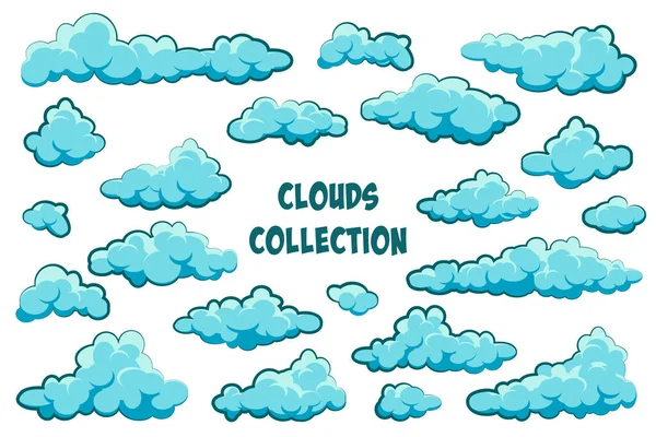 Nuvens Desenhos Animados Pintados Fundo Azul Simples Mão Desenhada Nuvem — Vetor de Stock