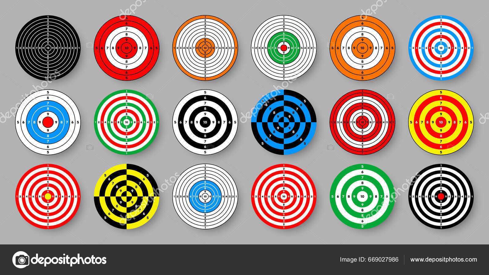 Shooting Range Paper Targets Target Divisions Marks Numbers Archery Gun Stock Vector by ©floral