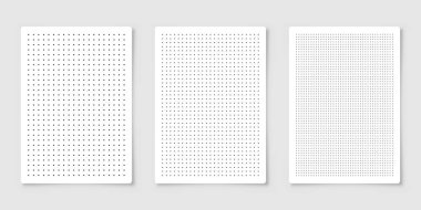 Noktalı grafik kağıdıyla ızgara. Polka nokta deseni, kaligrafi çizimi veya yazımı için geometrik doku. Boş bir not kağıdı, okul defteri. Vektör illüstrasyonu.