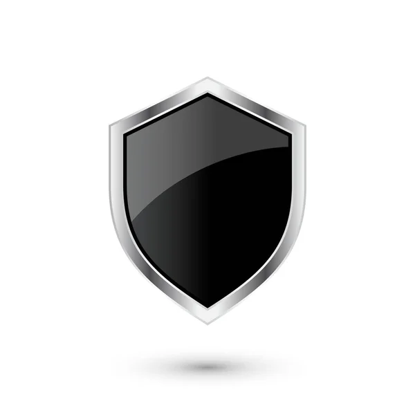 Ročník Heraldický Štít Lesklým Kovovým Rámem Černý Symbol Ochrany Bezpečnosti — Stockový vektor