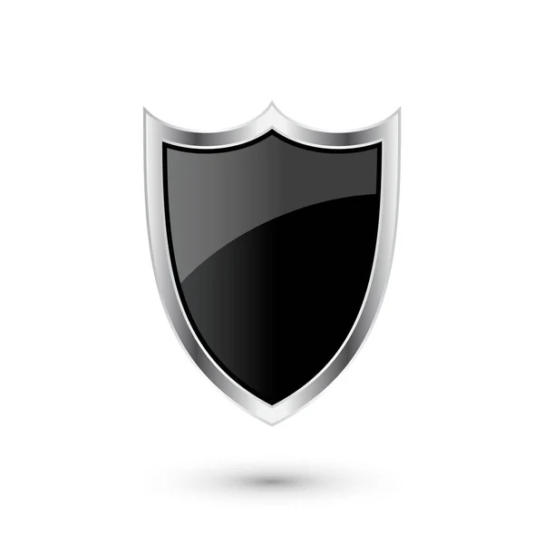 Vintage Heraldic Shield Icon Shiny Metal Frame Black Protection Security — Stock Vector